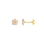 Ohrstecker 750/18 K Gelbgold mit Blume aus Perlmutt