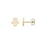 Ohrstecker 750/18 K Gelbgold mit Perlmutt, Fatima-Hand