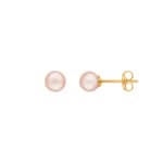 Clous d'oreilles or jaune 750/18 ct avec perle de culture d'eau douce rose Ø 5mm