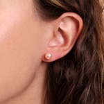 Clous d'oreilles or jaune 750/18 ct avec perle de culture d'eau douce rose Ø 7mm - 8396.7P