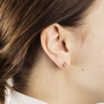 Ohrstecker 750/18 K Gelbgold Herz mit rosa Zirkonia - 1162.03209/0001