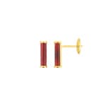 Stud Earrings 750/18 K Yellow Gold with red Agate
