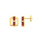 Ohrstecker 750/18 K Gelbgold mit rotem Achat