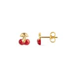 Ohrstecker 750/18 K Gelbgold mit rotem Lack, Kirschen