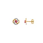 Stud Earrings 750/18 K Yellow Gold with Ruby