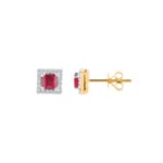 Ohrstecker 750/18 K Gelbgold mit Rubin und Diamanten 0.12 ct H/si