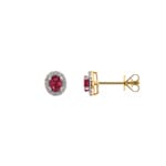 Ohrstecker 750/18 K Gelbgold mit Rubin oval & Diamanten 0.09 ct H/si