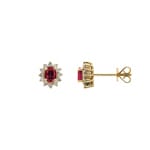 Ohrstecker 750/18 K Gelbgold mit Rubin oval & Diamanten 0.19 ct H/si