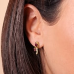 Clous d'oreilles or jaune 750/18 ct avec rubis & diamants 0.08 ct H/si - OR-38102-RUB-GG