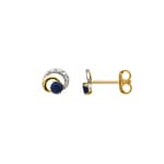 Clous d'oreilles or jaune 750/18 ct avec saphir 0.19ct.