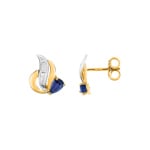 Clous d'oreilles or jaune 750/18 ct avec saphir