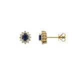 Ohrstecker 750/18 K Gelbgold mit Saphir oval & Diamanten 0.19 ct H/si