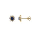 Ohrstecker 750/18 K Gelbgold mit Saphir oval & Diamanten 0.23 ct H/si