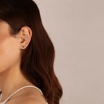 Clous d'oreilles or jaune 750/18 ct avec saphir poire et diamants 0.09 ct H/si - OR-46611-SAF-GG