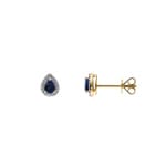 Ohrstecker 750/18 K Gelbgold mit Saphir Tropfen und Diamanten 0.09 ct H/si