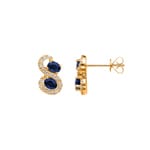 Clous d'oreilles or jaune 750/18 ct avec saphirs & diamants 0.21 ct H/si