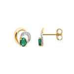 Clous d'oreilles or jaune 750/18 ct avec émeraude