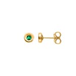 Stud Earrings 750/18 K Yellow Gold with Emerald Ø 2.5mm