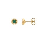 Stud Earrings 750/18 K Yellow Gold with Emerald Ø 3.0mm