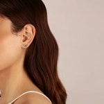 Stud Earrings 750/18 K Yellow Gold with oval Emerald & Diamonds 0.09 ct H/si - OR-46629-SMA-GG