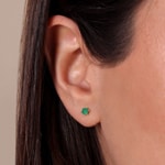 Stud Earrings 750/18 K Yellow Gold with Emerald - PE03784-4-GG