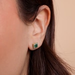 Ohrstecker 750/18 K Gelbgold mit Smaragd und Diamanten 0.12 ct H/si - OR-46608-SMA-GG