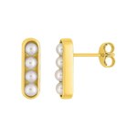 Stud Earrings 750/18 K Yellow Gold with Freshwater Pearls Ø 2.5mm