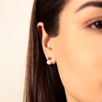 Stud Earrings 750/18 K Yellow Gold with Freshwater Pearls and Rubies - 134501.6R