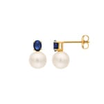 Ohrstecker 750/18 K Gelbgold mit Süsswasserzuchtperlen & Saphiren