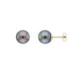 Clous d'oreilles or jaune 750/18 ct avec perle de culture de Tahiti Ø 9mm