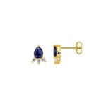 Clous d'oreilles or jaune 750/18 ct avec saphirs & zircones