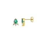 Clous d'oreilles or jaune 750/18 ct avec émeraudes & zircones
