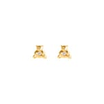 Stud Earrings 750/18 K Yellow Gold Bear with Cubic Zirconia - 8017Z