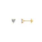 Stud Earrings 750/18 K Yellow Gold with Cubic Zirconia Heart