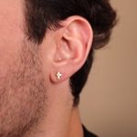 Clous d'oreilles or jaune 750/18 ct Croix avec zircones - 254421.6ZGG