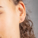 Stud Earrings 750/18 K Yellow Gold Cross with Cubic Zirconia - 8681Z