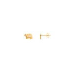 Stud Earrings 750/18 K Yellow Gold Turtle with Cubic Zirconia