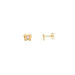 Stud Earrings 750/18 K Yellow Gold Butterfly with Cubic Zirconia