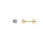 Clous d'oreilles or jaune 750/18 ct avec zircones étoile Ø 4mm