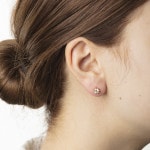 Stud Earrings 750/18 K Yellow Gold Ø 5.0mm with Cubic Zirconia - 1162.02823/0002