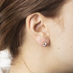 Stud Earrings 750/18 K Yellow Gold Ø 6.0mm with Cubic Zirconia - 1162.03013/0001