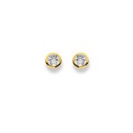 Clous d'oreilles or jaune 750/18 ct Ø 6.0mm avec zircones