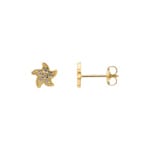 Clous d'oreilles or jaune 750/18 ct Étoile de mer avec zircones