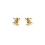 Stud Earrings 750/18 K Yellow Gold Snowboarder - 1163.03850/0001