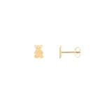 Stud Earrings 750/18 K Yellow Gold Teddy Bear with Flowers - 8066