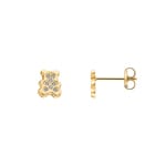 Clous d'oreilles or jaune 750/18 ct Nounours avec zircones