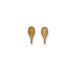 Clous d'oreilles or jaune 750/18 ct, Raquette de tennis