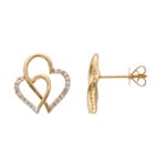 Ohrstecker 750/18 K Gelbgold verschlungene Herzen mit Diamanten 0.17 ct
