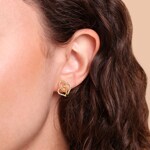 Clous d'oreilles or jaune 750/18 ct Cœurs entrelacés avec diamants 0.17 ct - OR-73797-GG