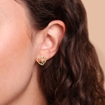 Clous d'oreilles or jaune 750/18 ct Cœurs entrelacés avec diamants 0.23 ct - OR-73799-GG